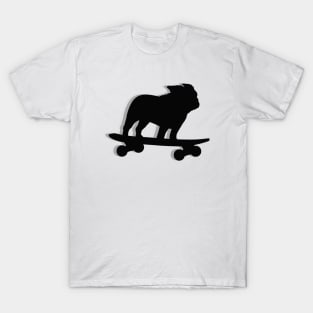 Skateboarding Bulldog | Cool Skater Dog Silhouette T-Shirt